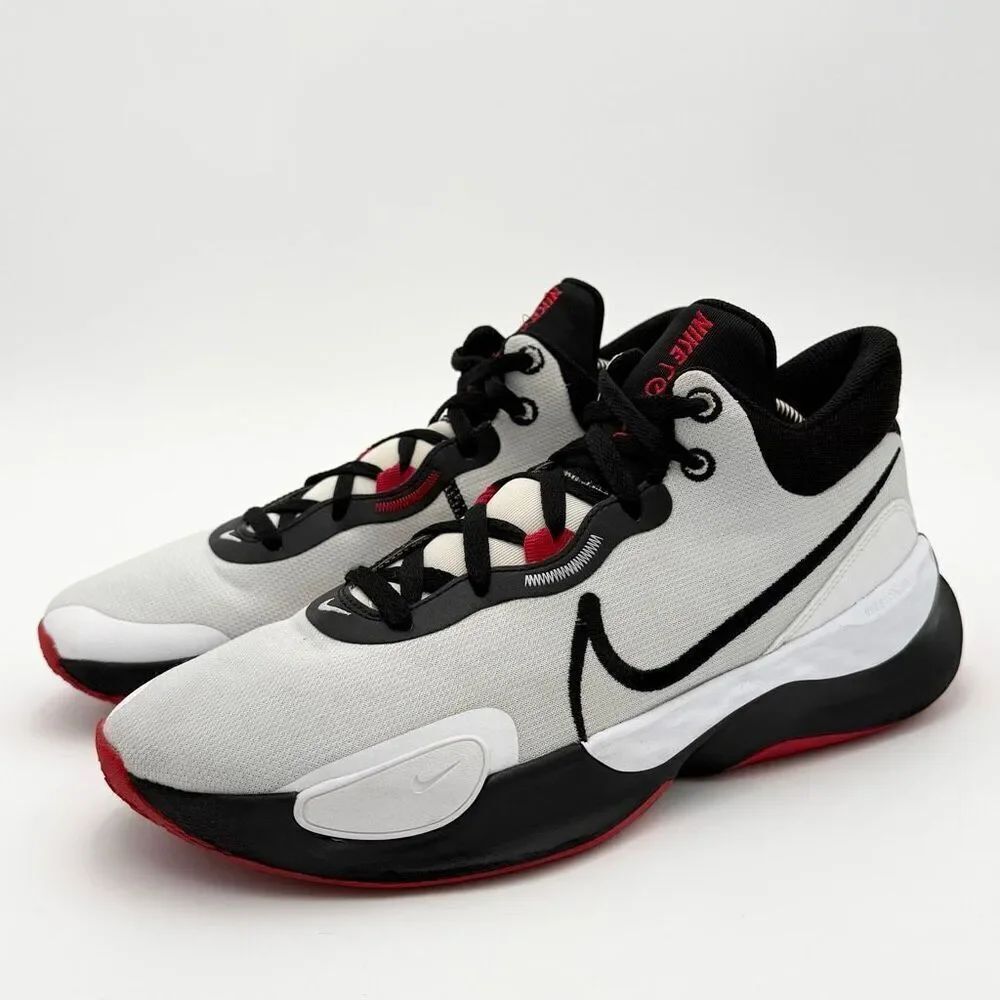 Nike Men’s Renew Elevate 3 Basketball Sneakers in Black White Red Colorway - US
